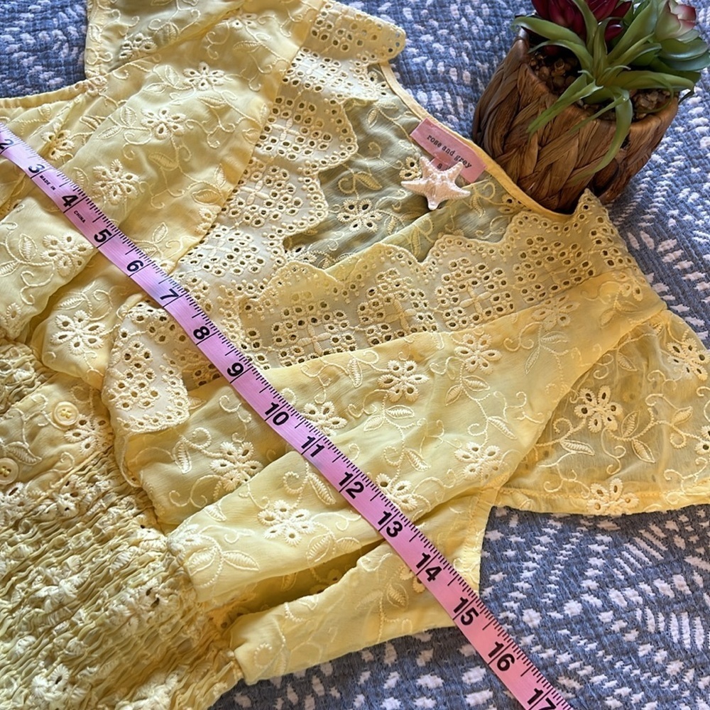 ROSE AND GREY Butter Yellow Eyelet Lace Top| S - Picture 5 of 9
